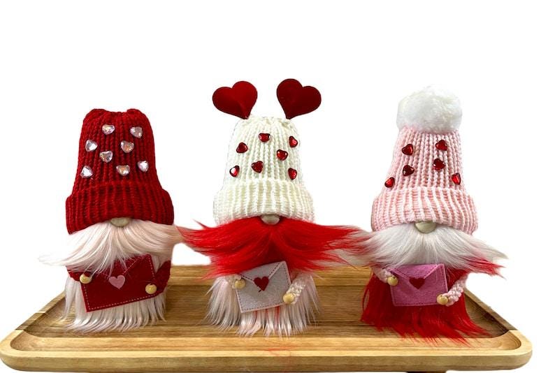 Valentine's Day Gnome, Spring Holiday Decor, Tiered Tray Decorations