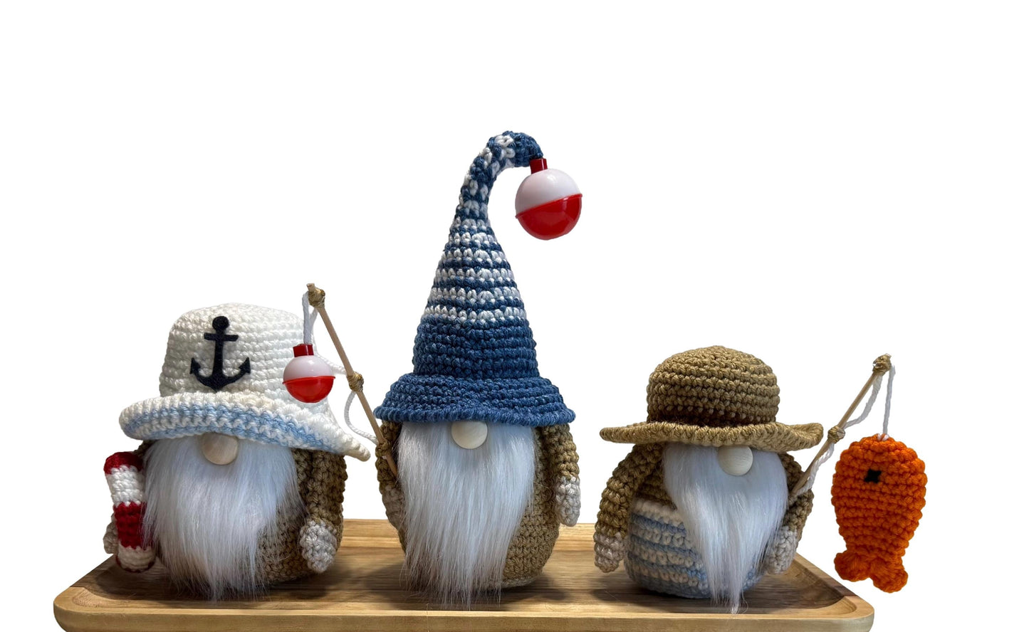 Nautical Knitted Gnomes, Beach House Home Decor, Tiered Tray Decorations