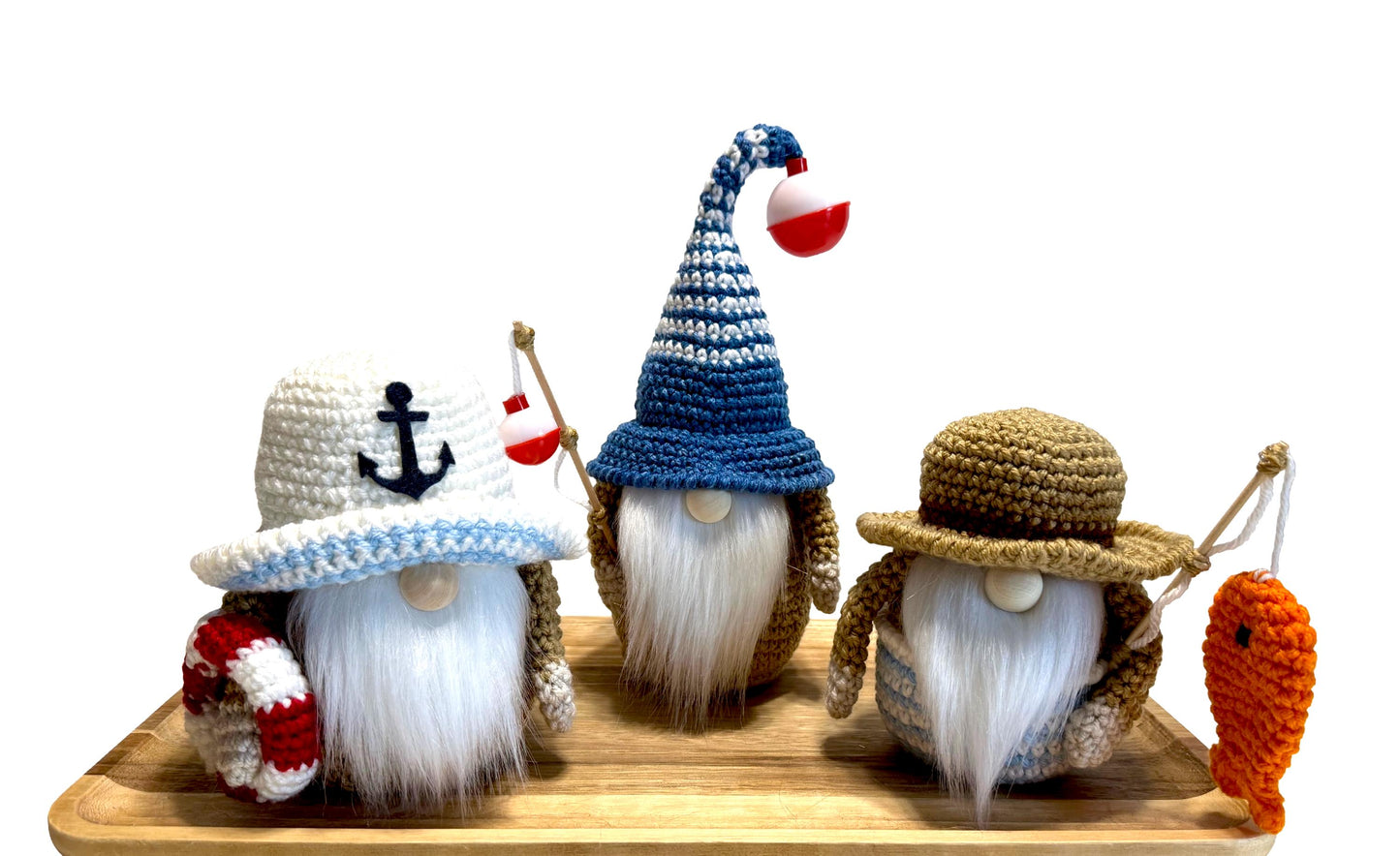 Nautical Knitted Gnomes, Beach House Home Decor, Tiered Tray Decorations