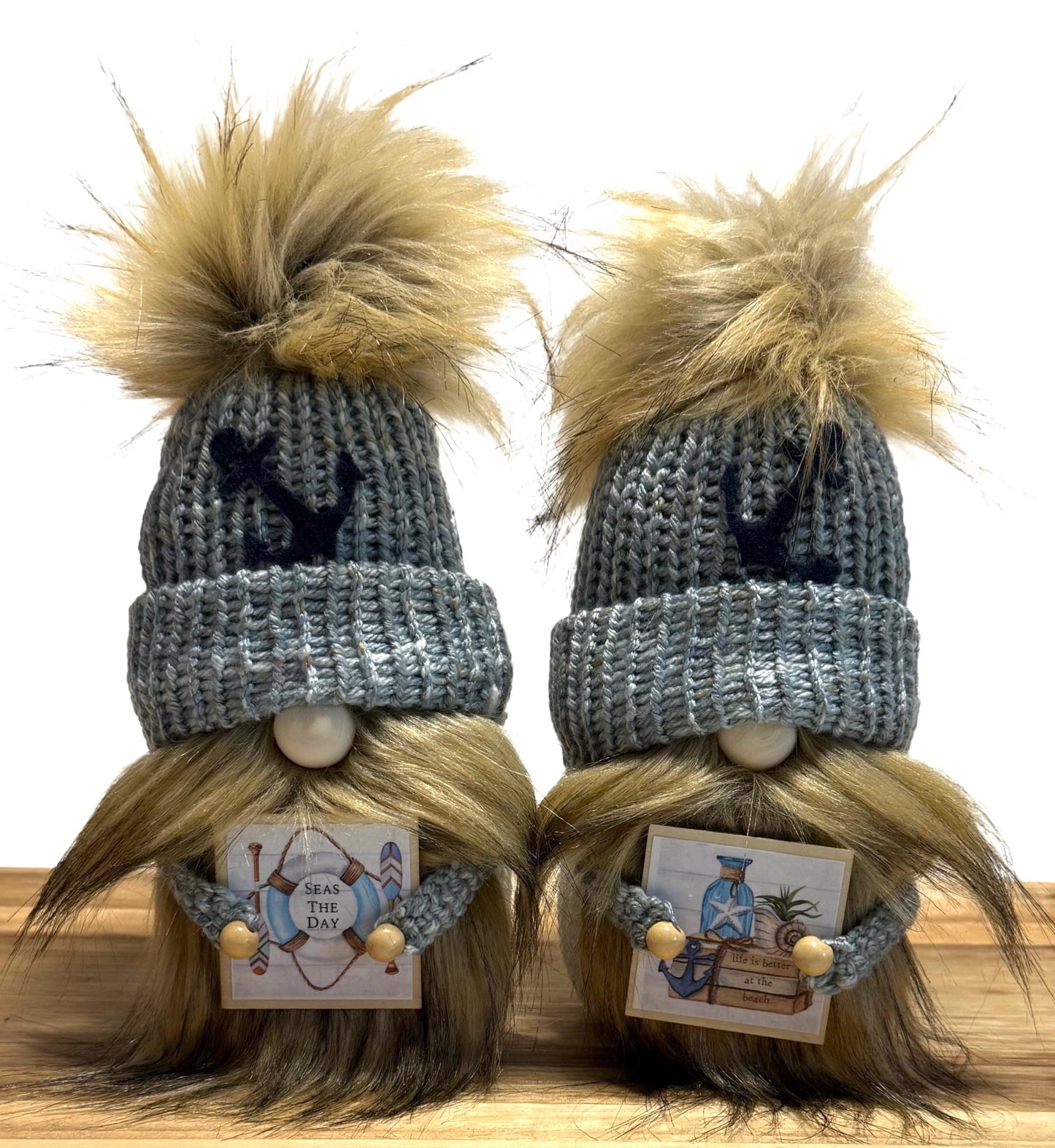 Nautical Knitted Gnomes, Beach House Home Decor, Tiered Tray Decorations