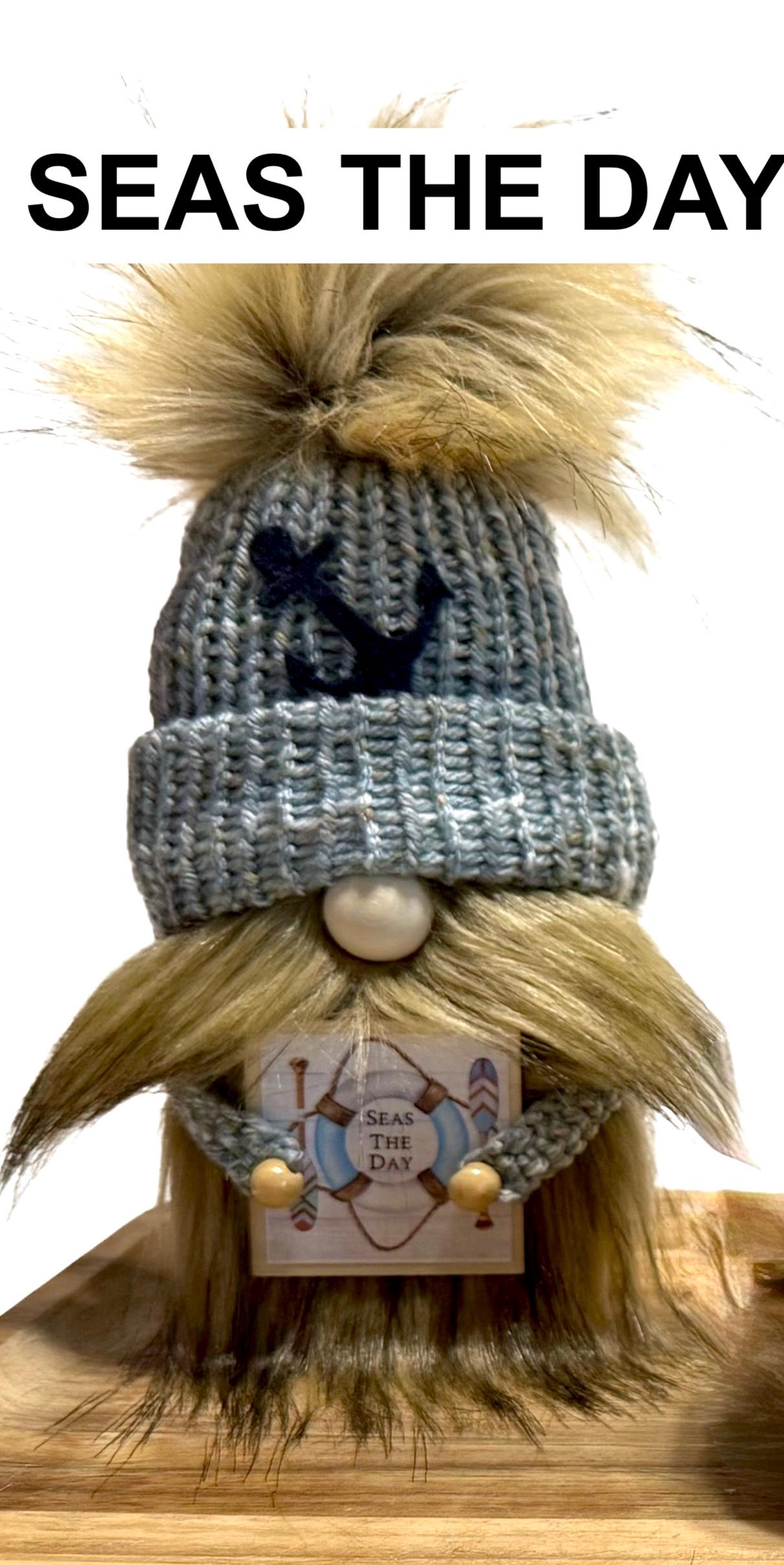 Nautical Knitted Gnomes, Beach House Home Decor, Tiered Tray Decorations