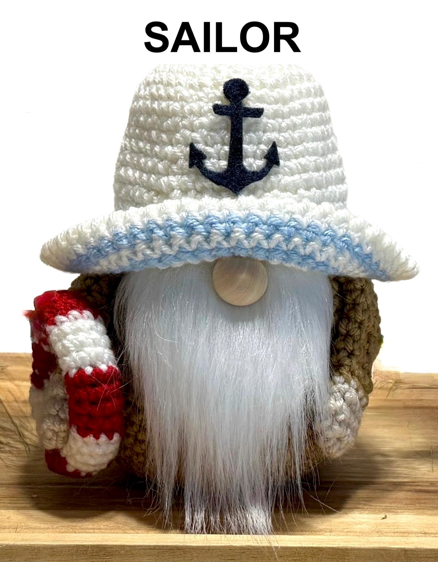 Nautical Knitted Gnomes, Beach House Home Decor, Tiered Tray Decorations