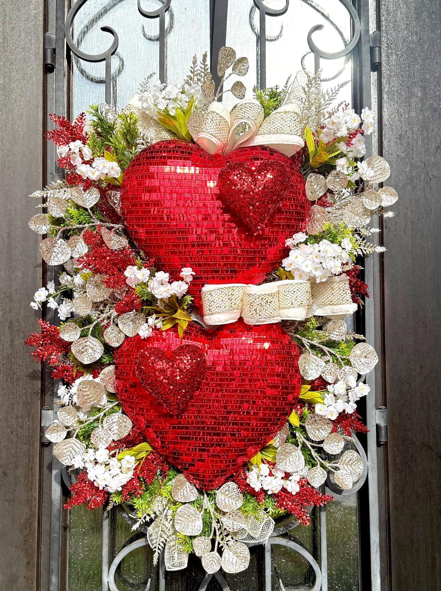 Valentine's Day Door Wreath, Spring Porch Decor