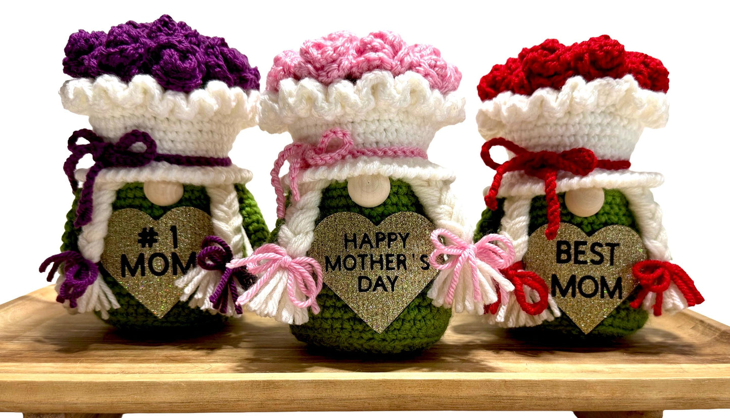 Mother's Day Gnome , Floral Gnome, Holiday Gnome, Spring Gnome, Three Tier Tray Decor