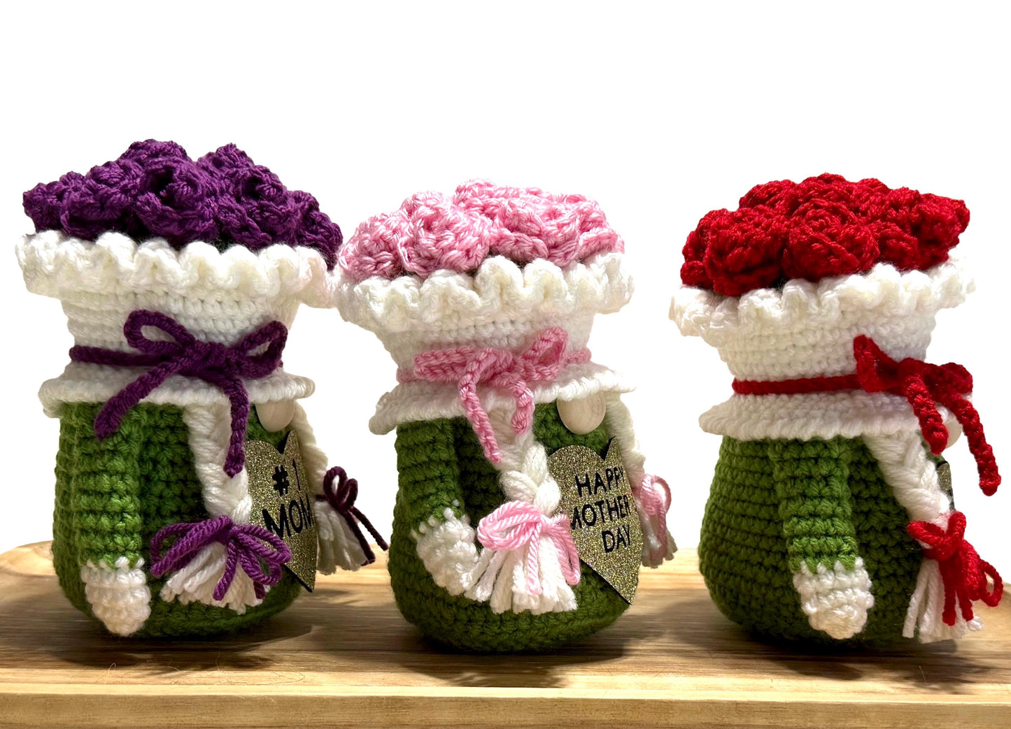 Mother's Day Gnome , Floral Gnome, Holiday Gnome, Spring Gnome, Three Tier Tray Decor