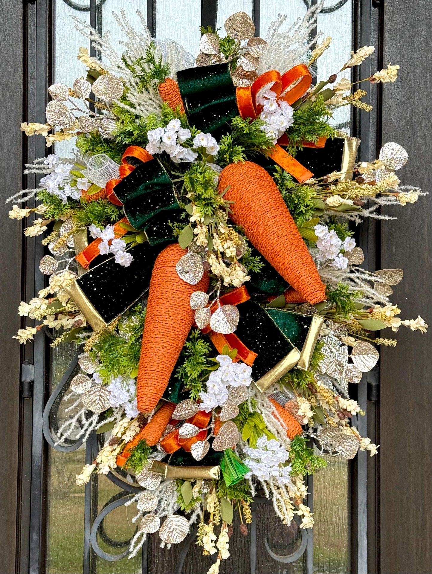 Carrot Door Swag, Easter Spring Porch Decor, Holiday Home Decor