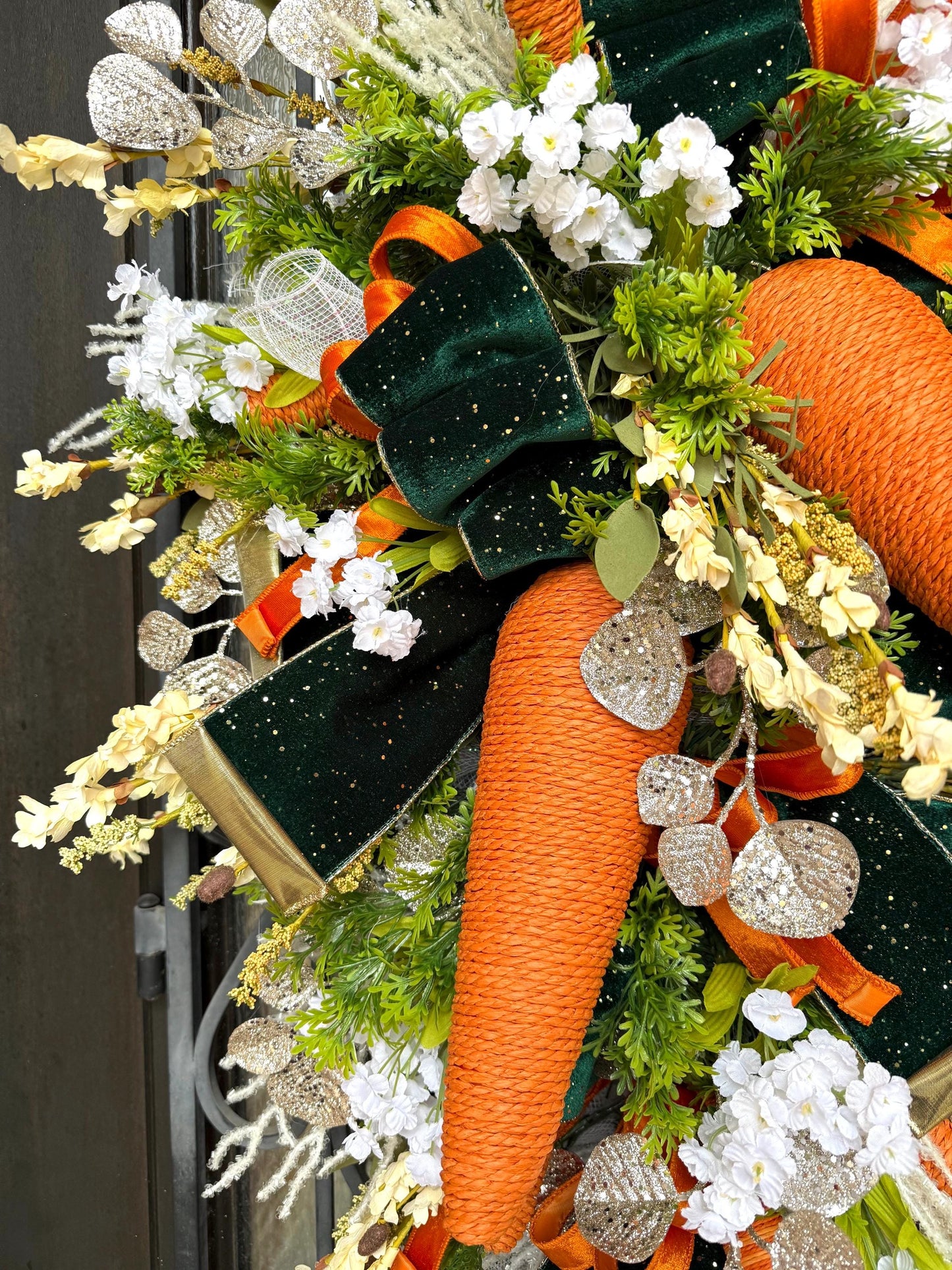 Carrot Door Swag, Easter Spring Porch Decor, Holiday Home Decor