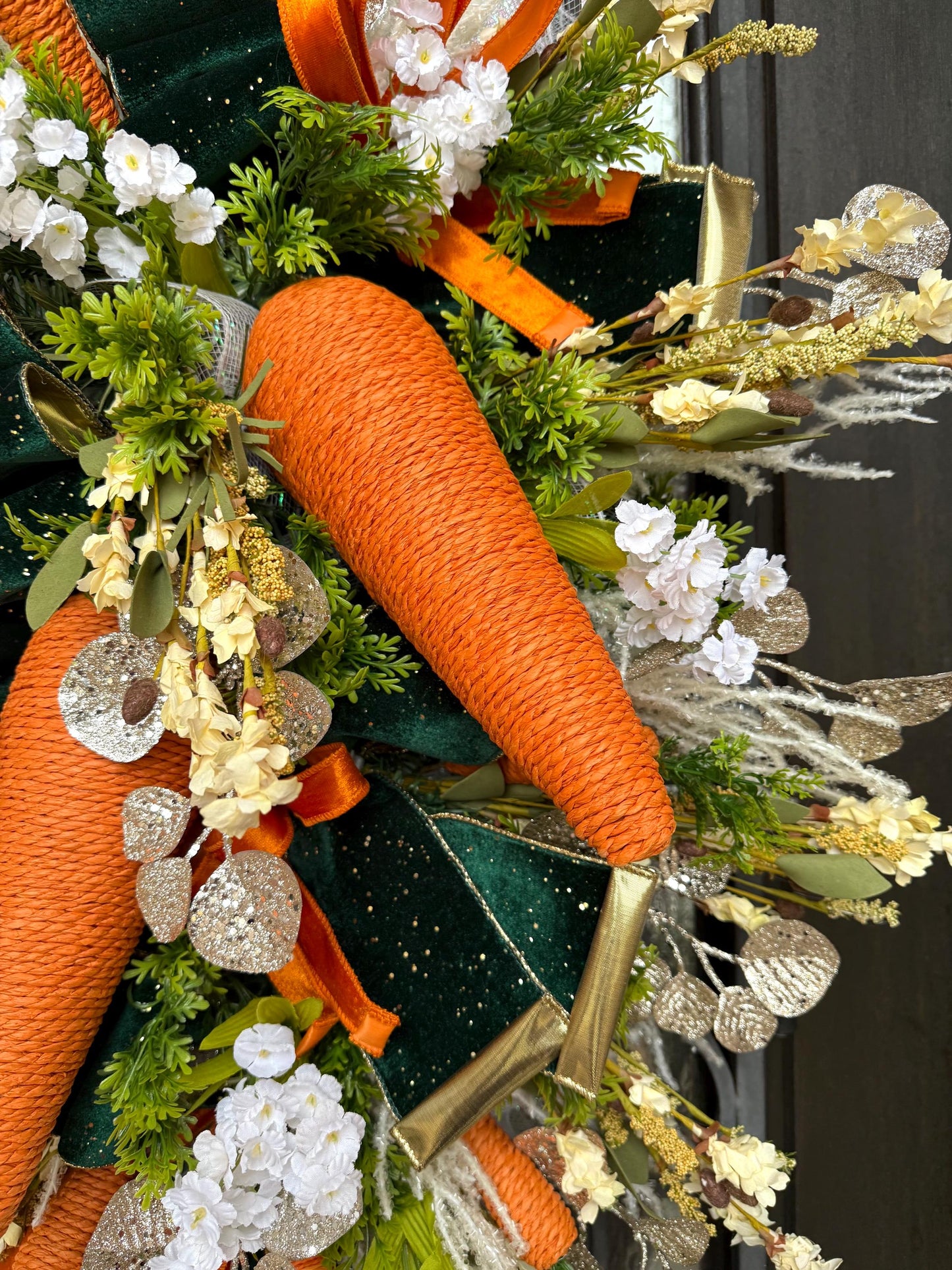Carrot Door Swag, Easter Spring Porch Decor, Holiday Home Decor