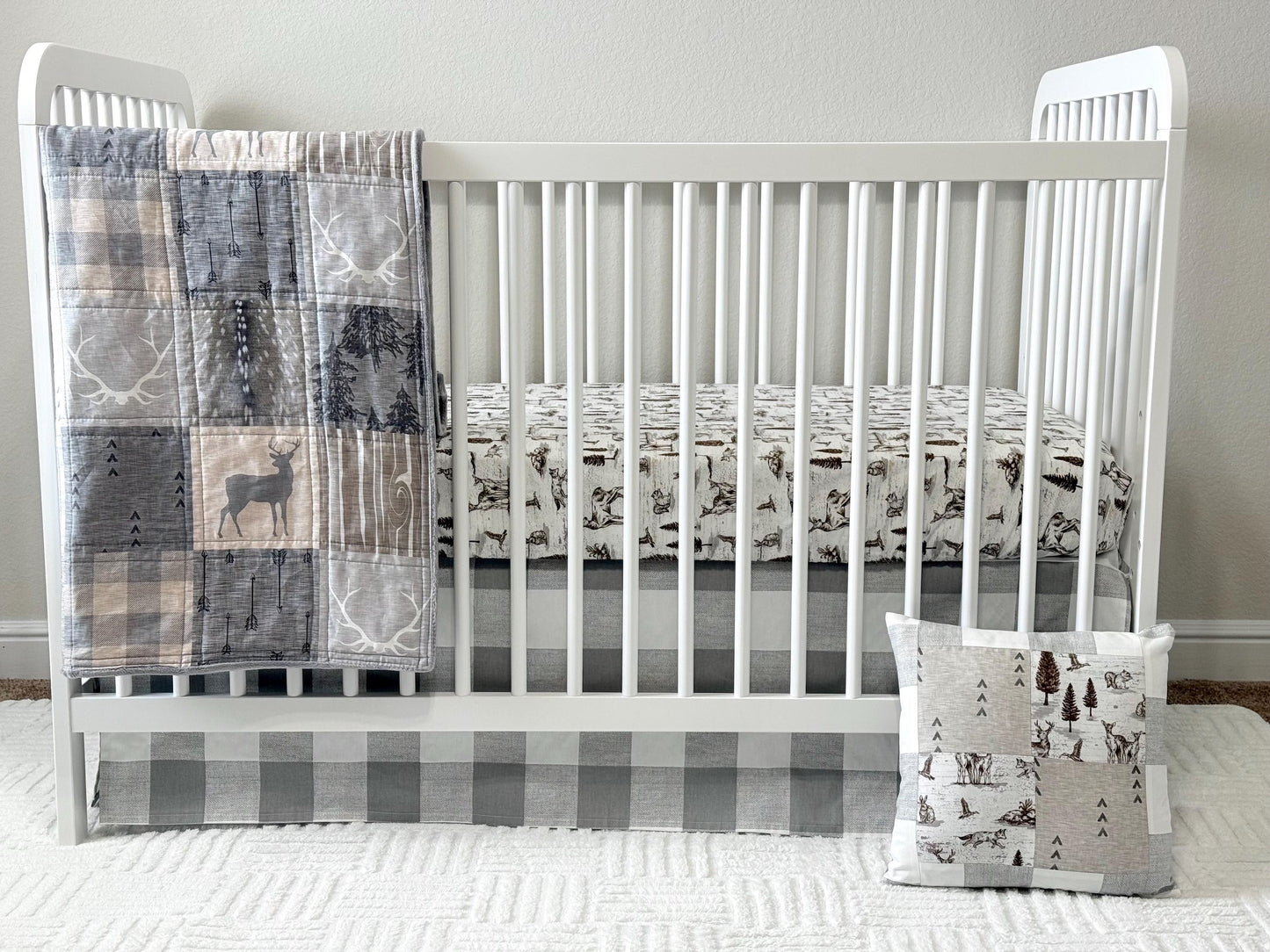 baby boy quilt, woodland quilt, woodland nursery,  handmade baby blanket, baby shower gift, nursery decor, crib bedding