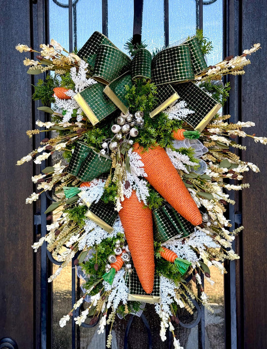 Carrot Door Swag, Easter Spring Porch Decor, Holiday Wreath