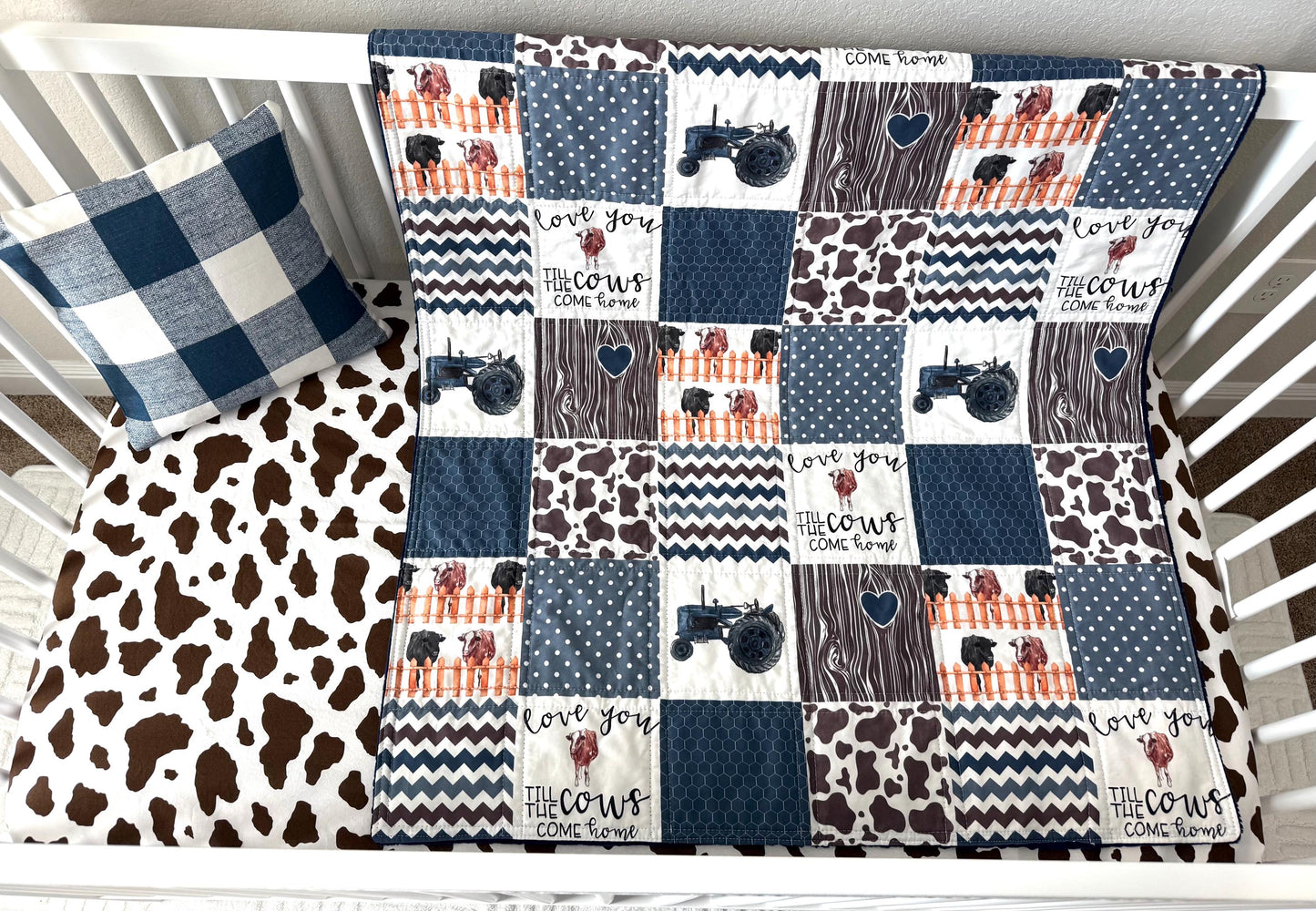 Farm Crib Bedding, Handmade quilt, Farm Theme Nursery Decor