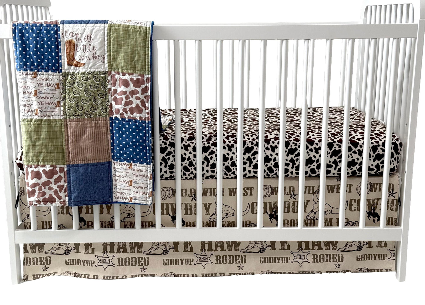 Cowboy Crib Bedding, Western Theme Nursery, Handmade Baby Quilt