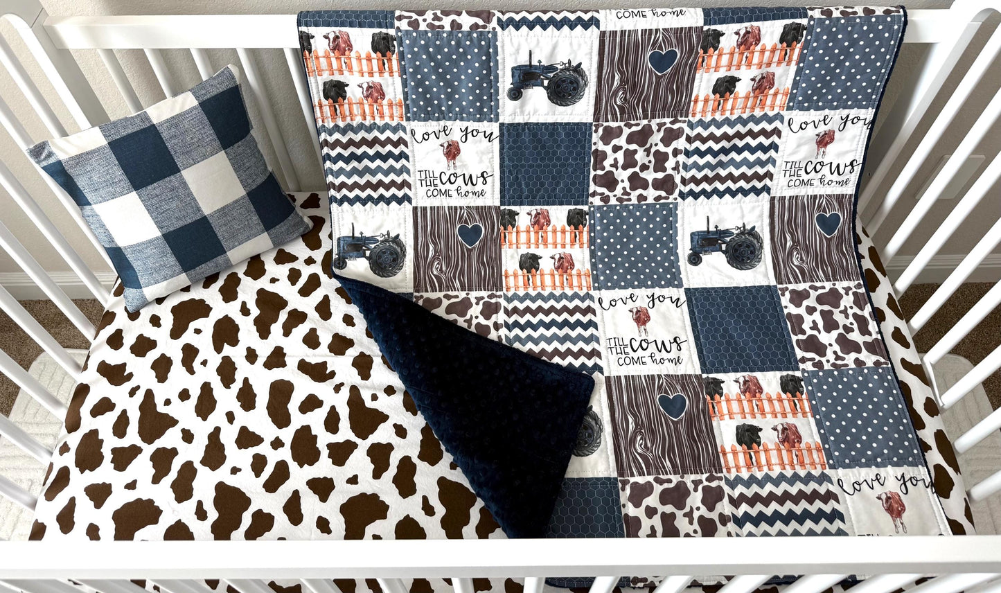 Farm Crib Bedding, Handmade quilt, Farm Theme Nursery Decor