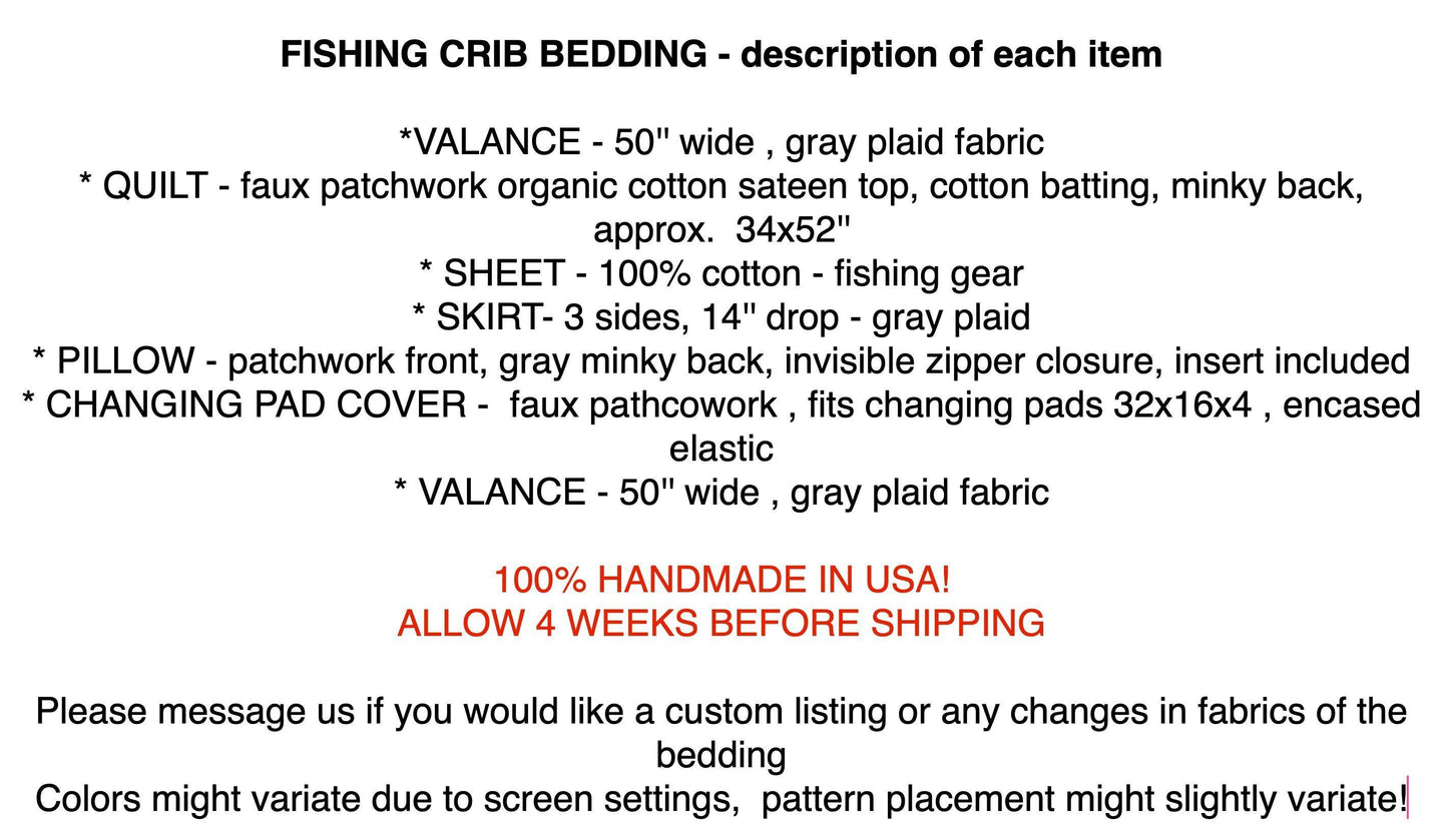 Baby Boy Crib Bedding, Fishing Nursery Decor, Handmade Baby Quilt