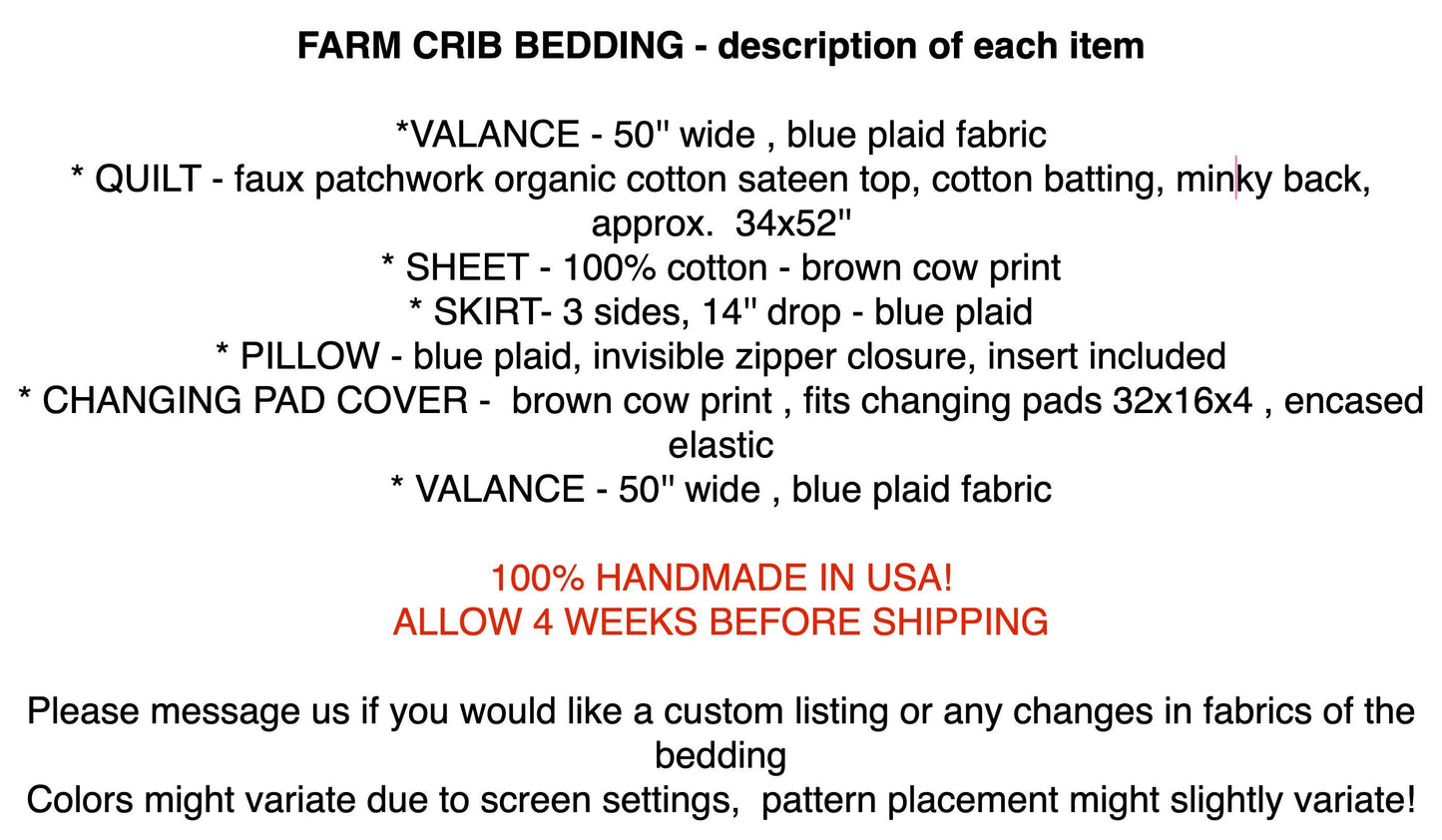 Farm Crib Bedding, Handmade quilt, Farm Theme Nursery Decor