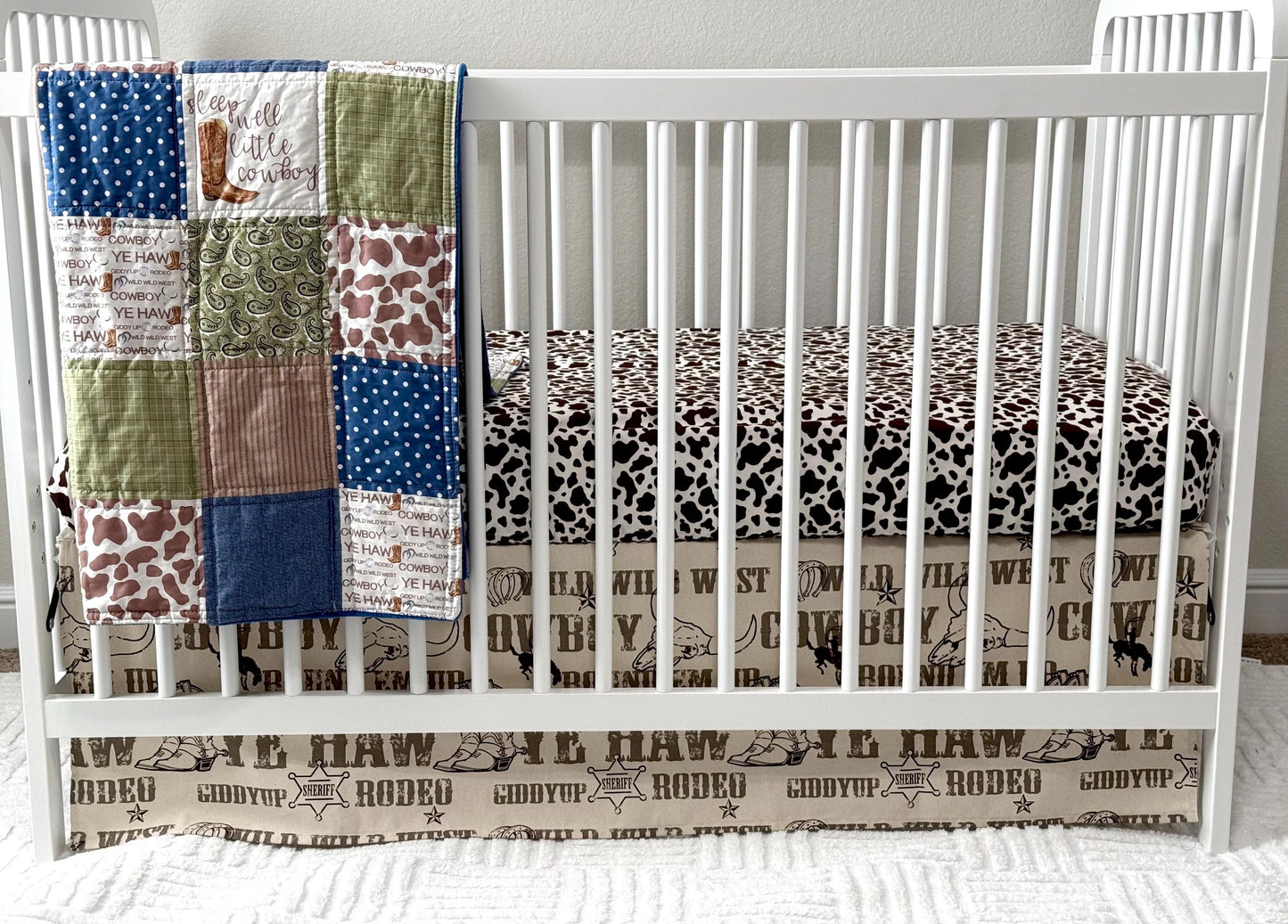 Cowboy Crib Bedding, Western Theme Nursery, Handmade Baby Quilt