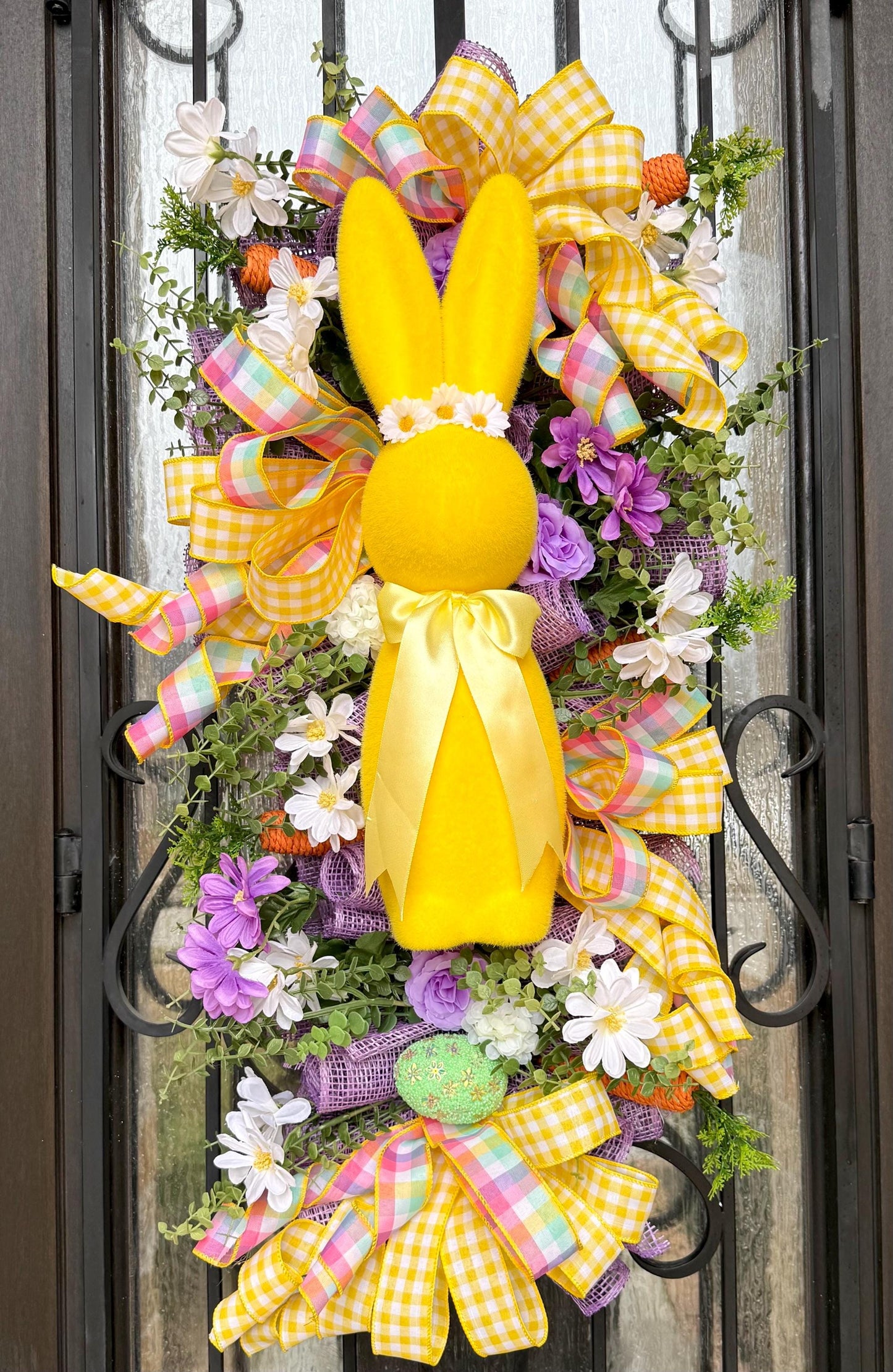 Easter Bunny Door Swag, Spring Porch Decor, Handmade Wreath