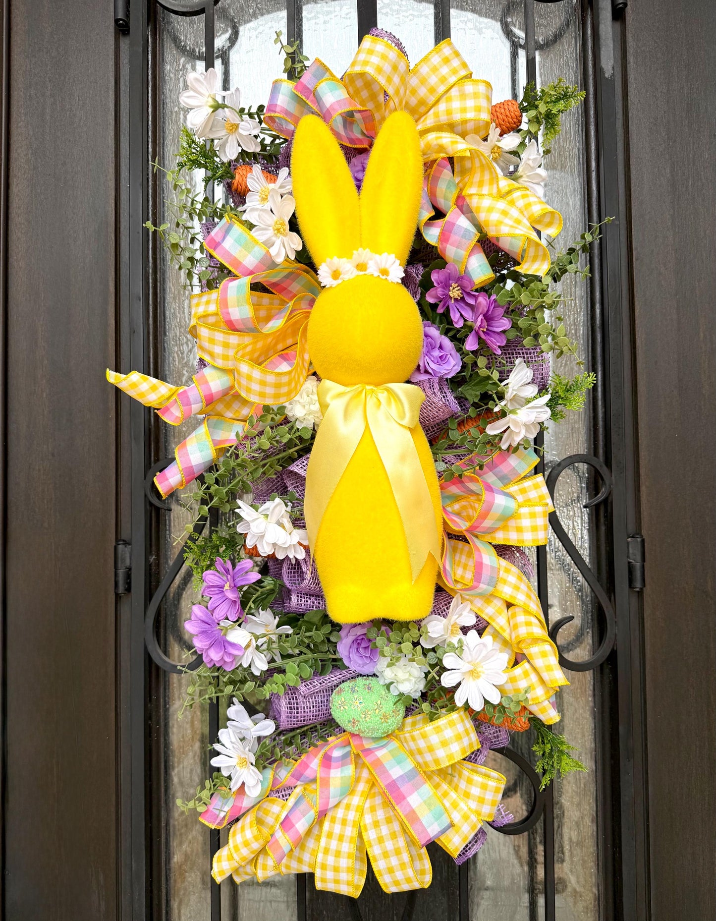 Easter Bunny Door Swag, Spring Porch Decor, Handmade Wreath