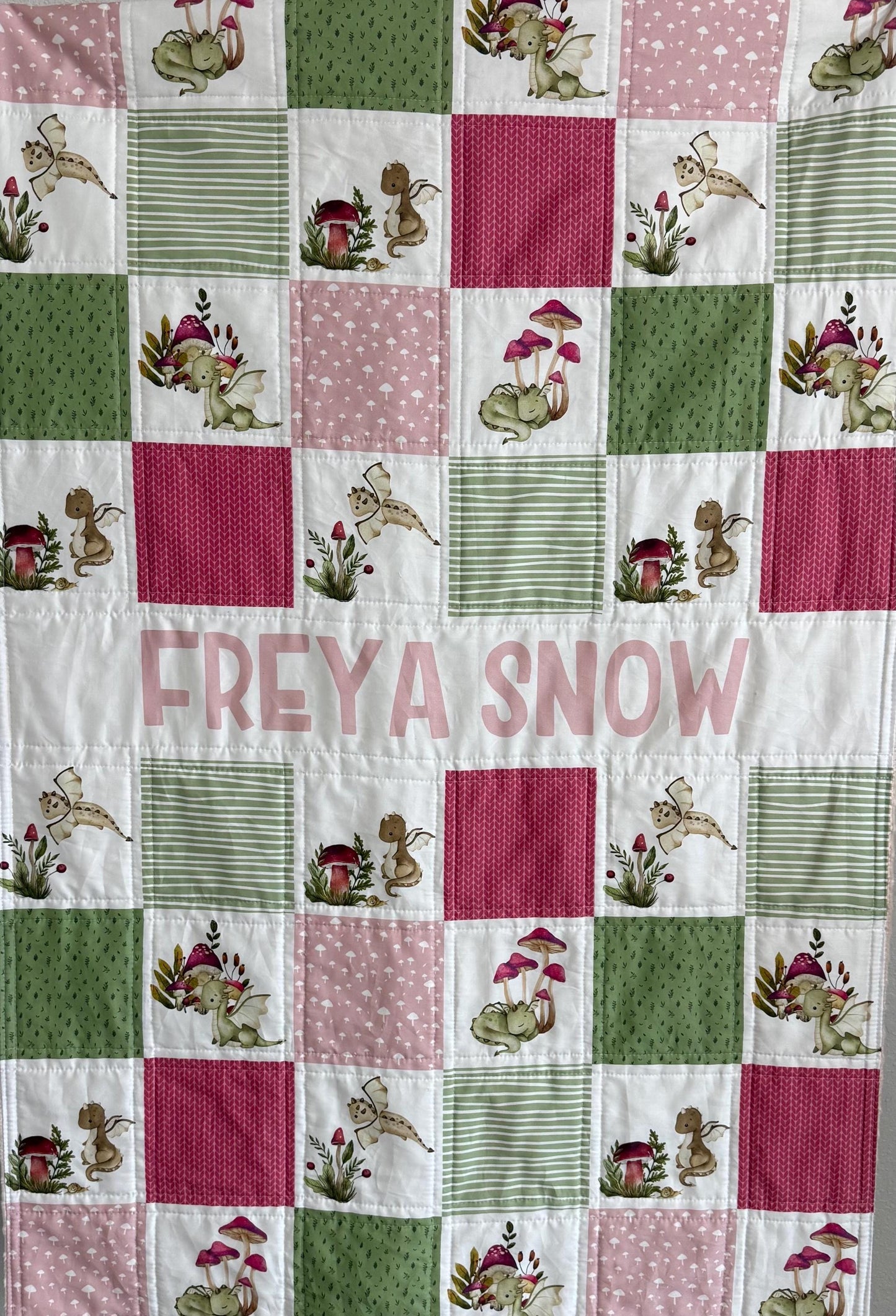 baby girl quilt, dragons theme nursery,handmade baby blanket, baby shower gift, nursery decor, crib bedding, handmade quilt
