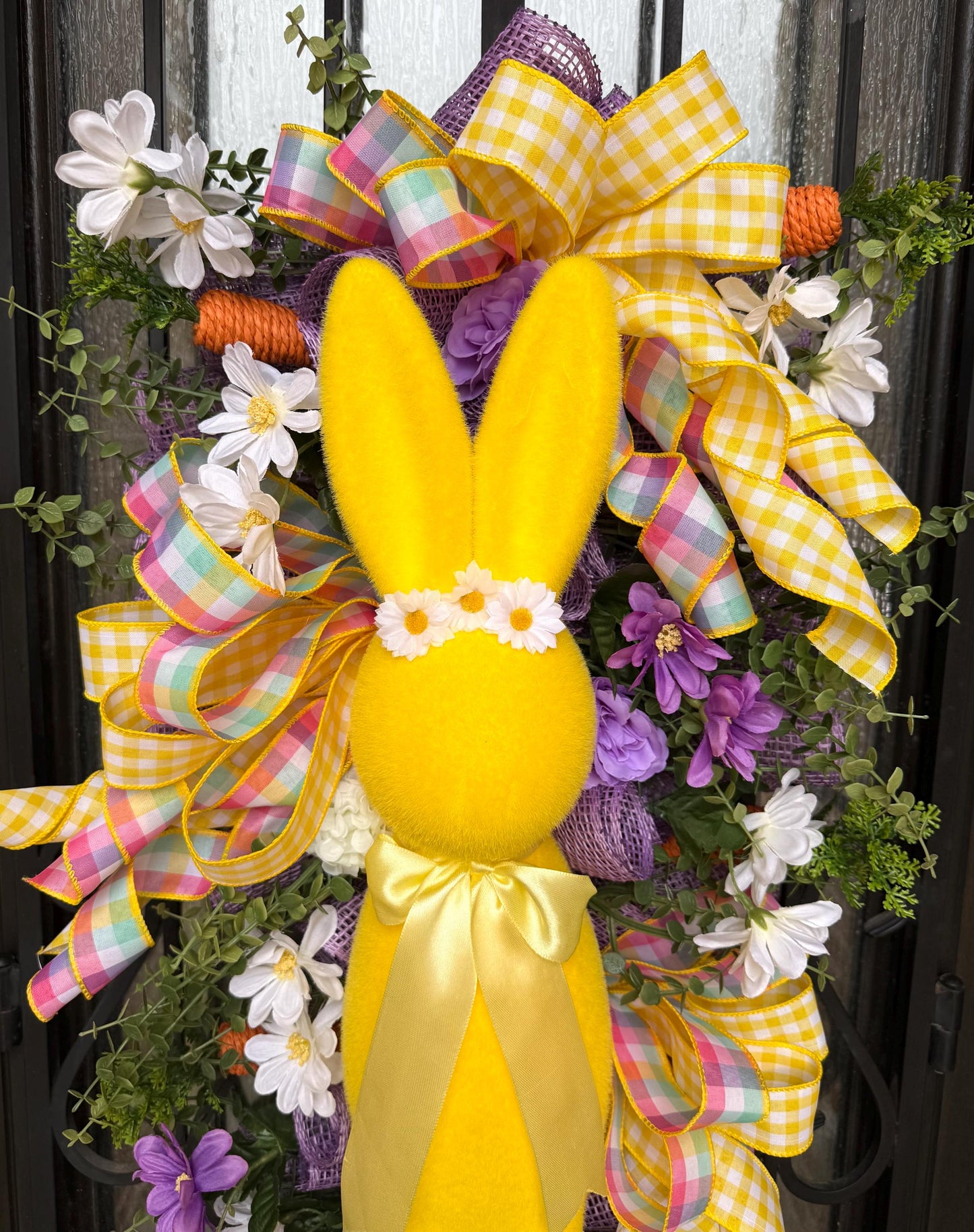 Easter Bunny Door Swag, Spring Porch Decor, Handmade Wreath
