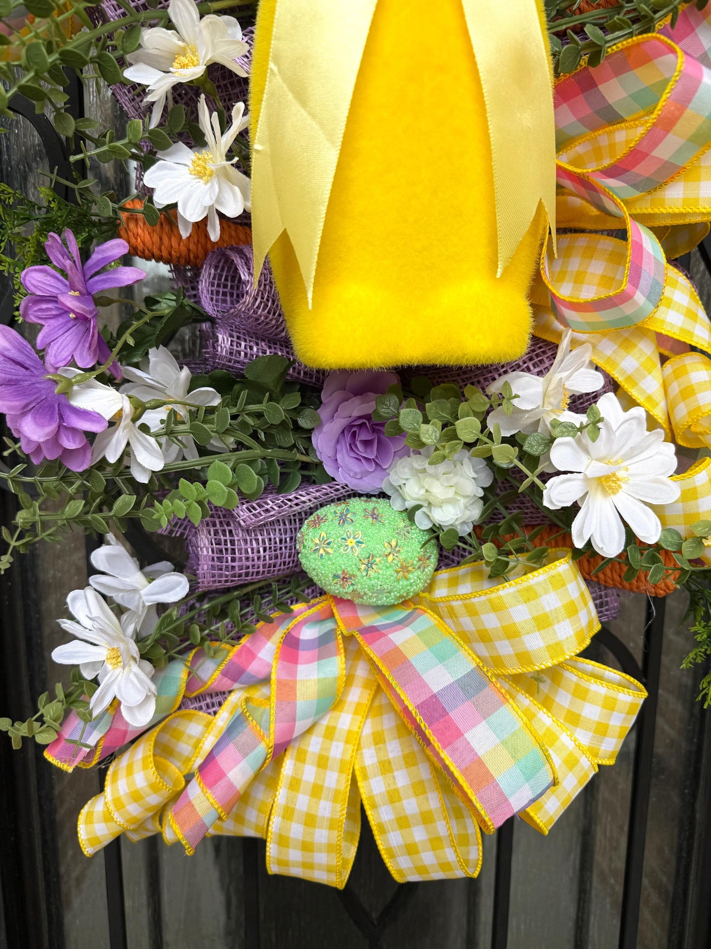 Easter Bunny Door Swag, Spring Porch Decor, Handmade Wreath