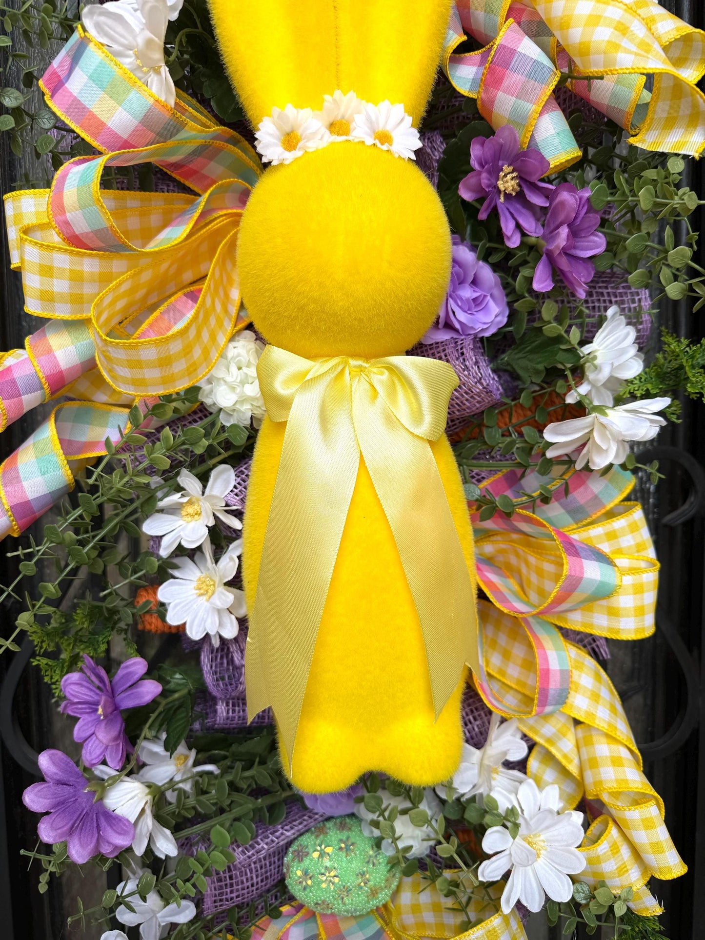 Easter Bunny Door Swag, Spring Porch Decor, Handmade Wreath