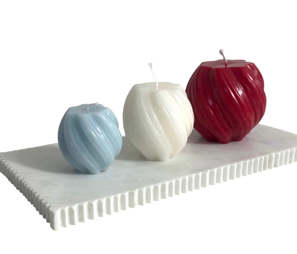 Handmade Soy Wax Swirl Candles, Patriotic Holiday Decor