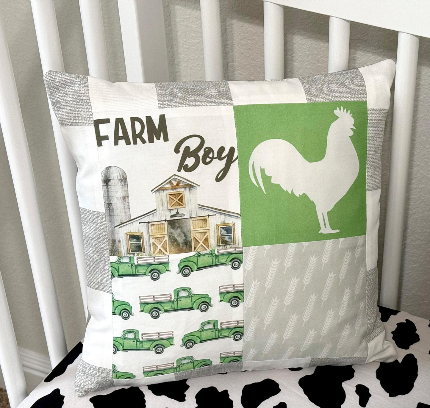 Farm Crib Bedding, Handmade quilt, Farm Theme Nursery Decor