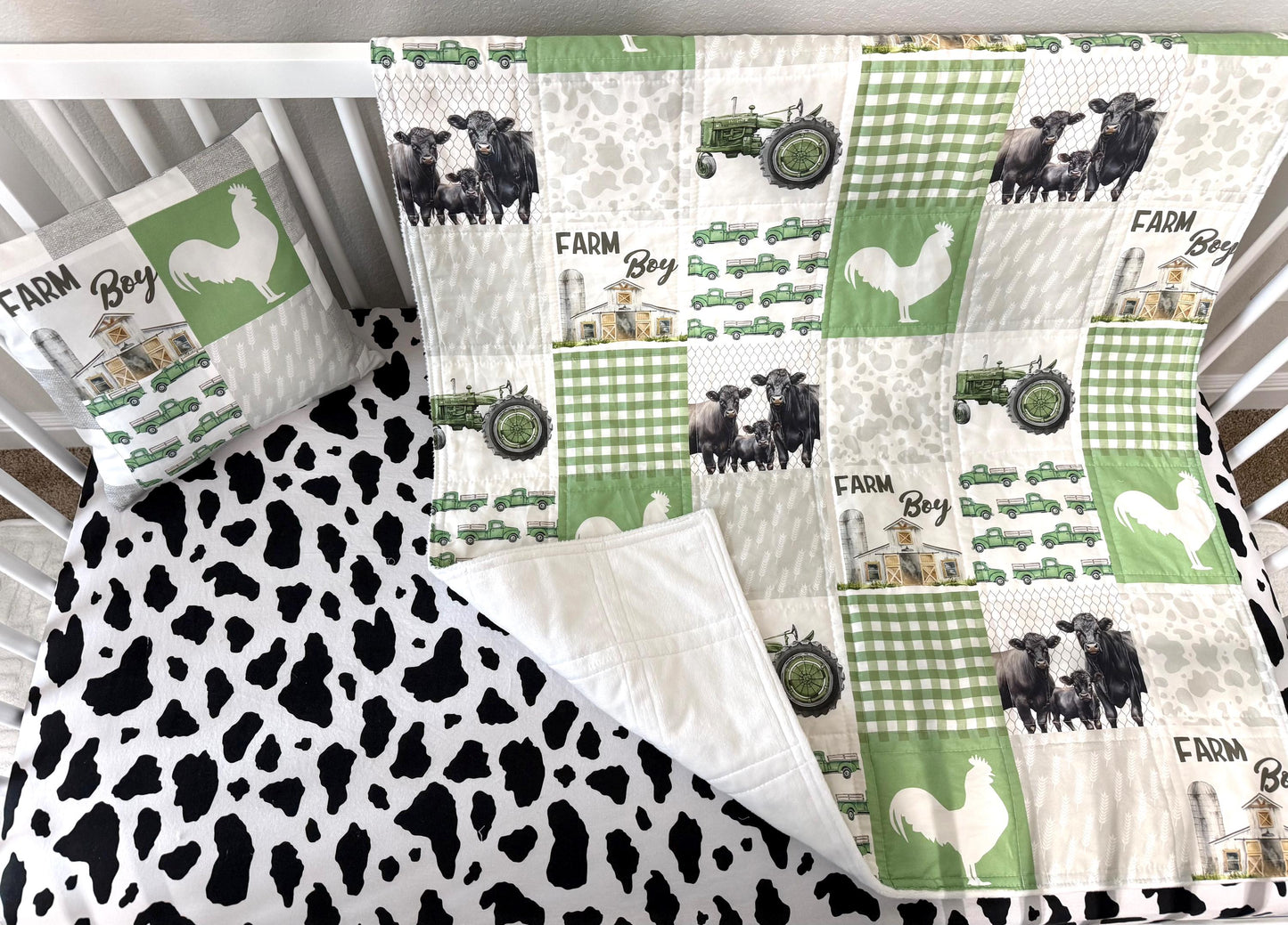 Farm Crib Bedding, Handmade quilt, Farm Theme Nursery Decor