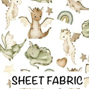 Dragons Baby Boy Bedding, Green and Beige Nursery Decor