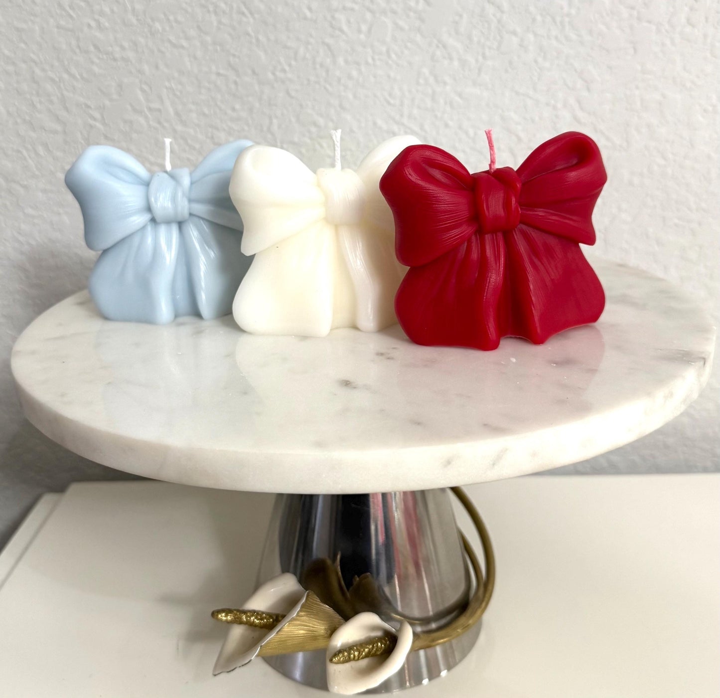 Handmade Soy Wax Bow Candles, Patriotic Home Decor, Party Favors