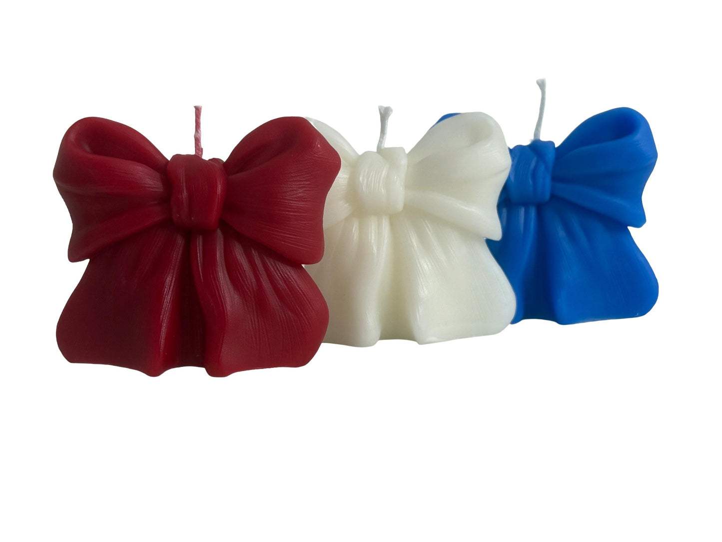 Handmade Soy Wax Bow Candles, Patriotic Home Decor, Party Favors