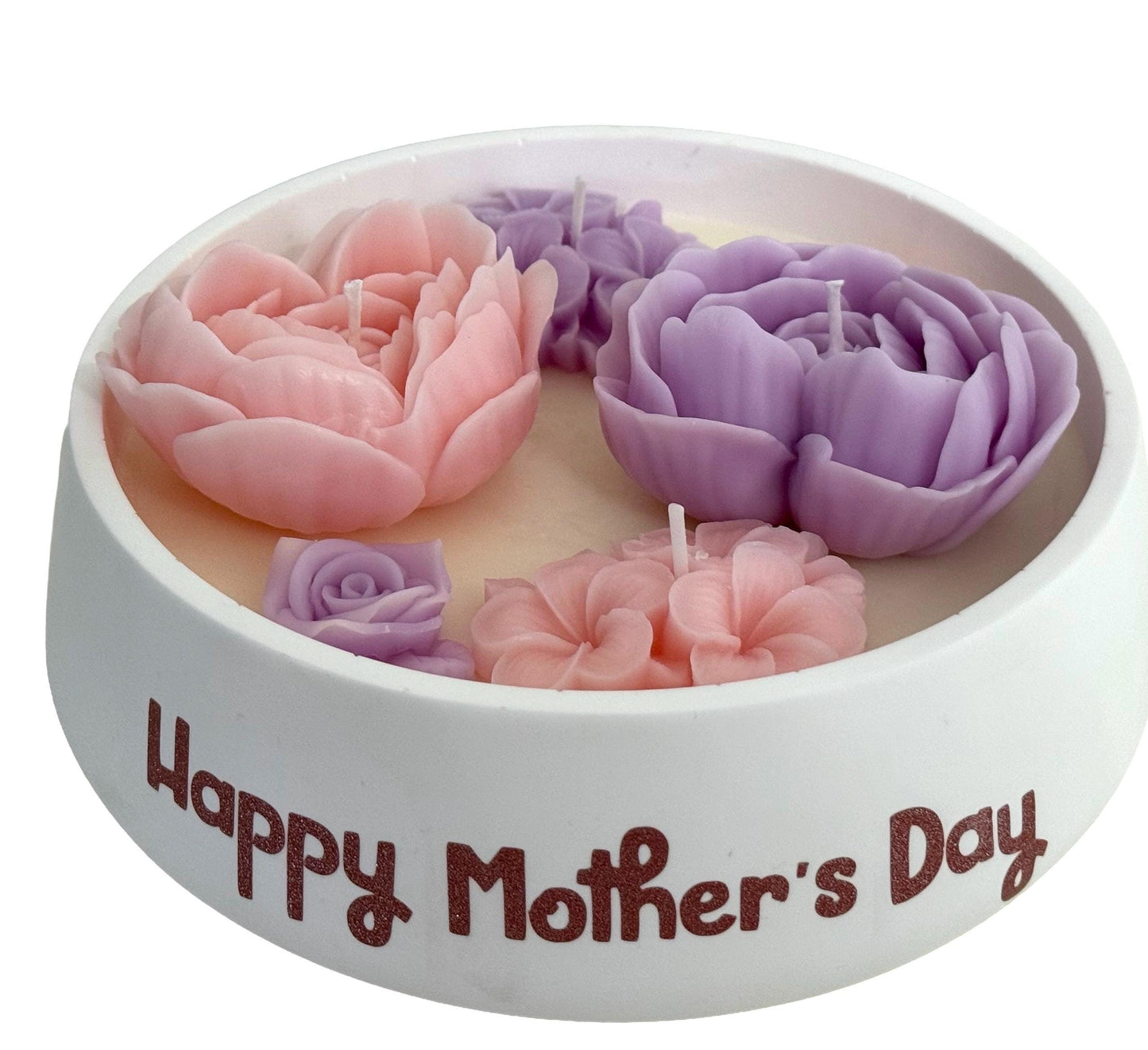Mother’s Day Handmade Soy Candles, Cozy Home Decor, Floral Candle Bouquet