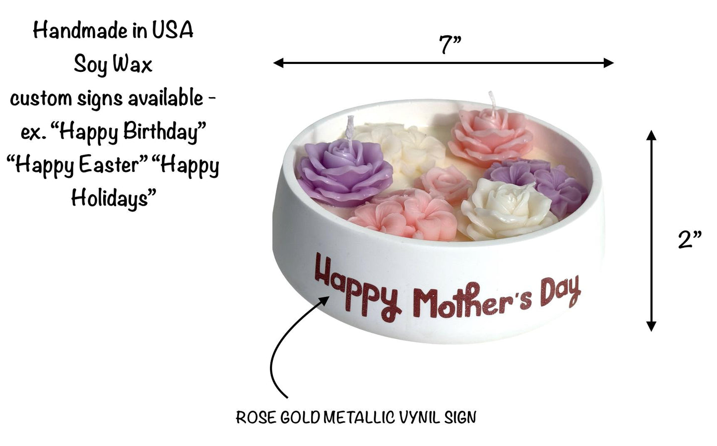 Mother’s Day Handmade Soy Candles, Cozy Home Decor, Floral Candle Bouquet