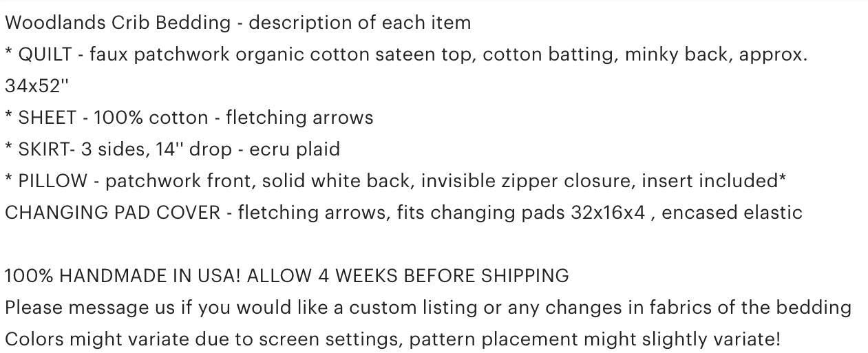 Woodland Baby Bedding , Woodlands Nursery Quilt