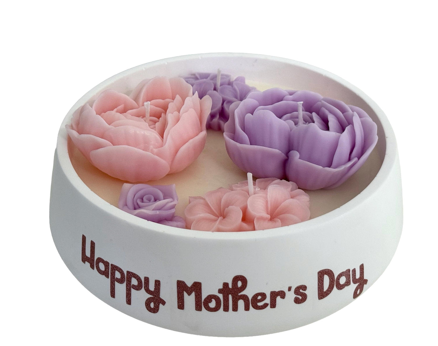 Mother’s Day Handmade Soy Candles, Cozy Home Decor, Floral Candle Bouquet