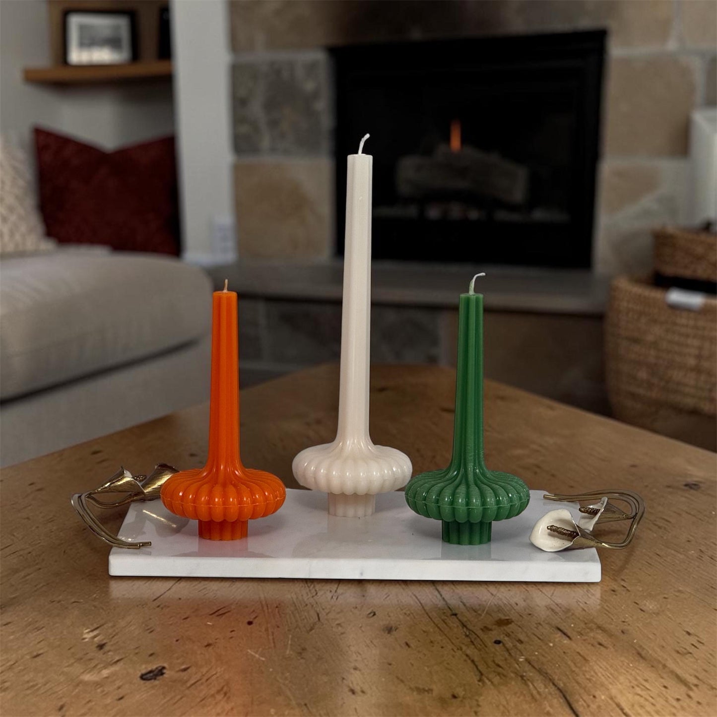 Handmade Sculptural Soy Candle, Modern Minimalist Home Decor Pillar Candle