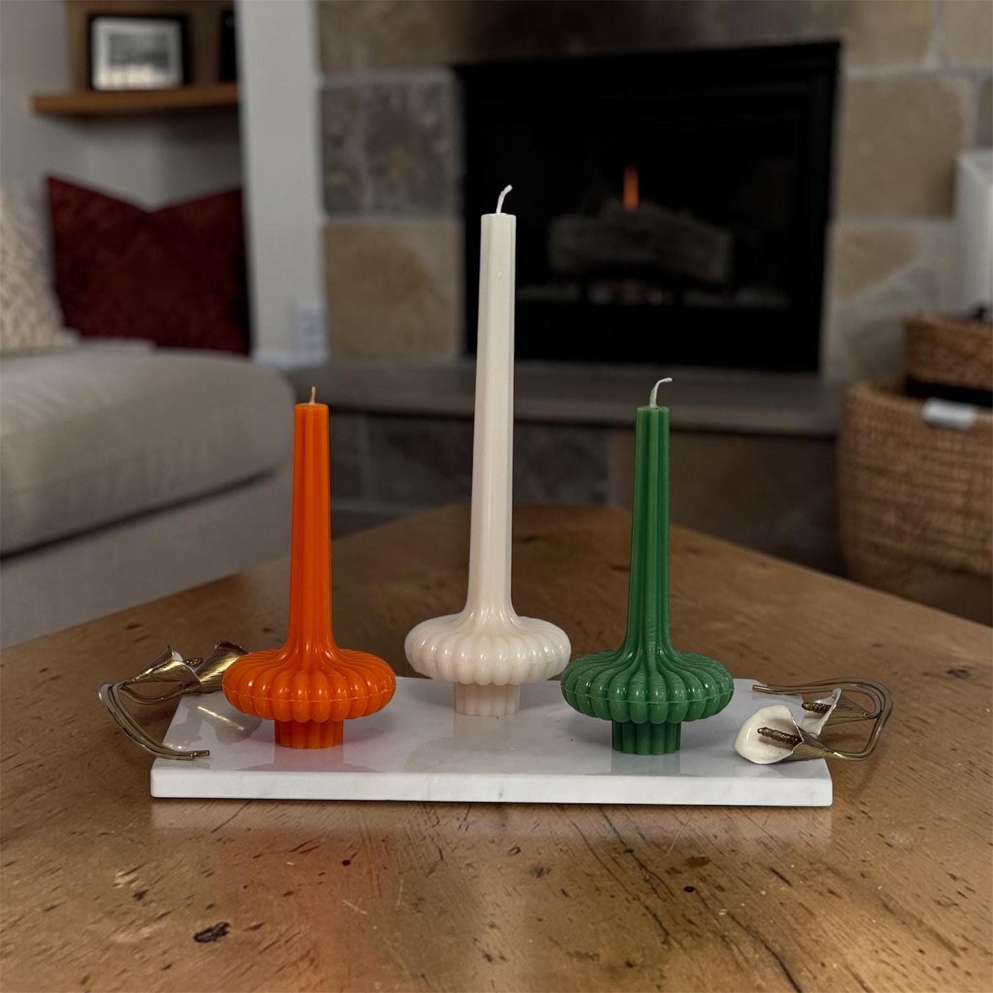 Handmade Sculptural Soy Candle, Modern Minimalist Home Decor Pillar Candle