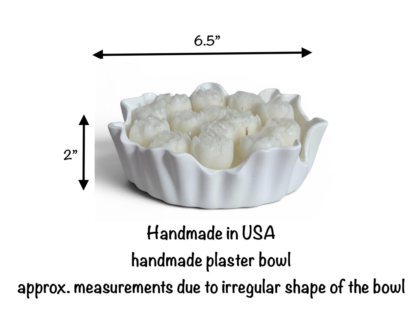 Hand Poured Soy Candle in Plaster Bowl, Minimalist Home Decor Centerpiece