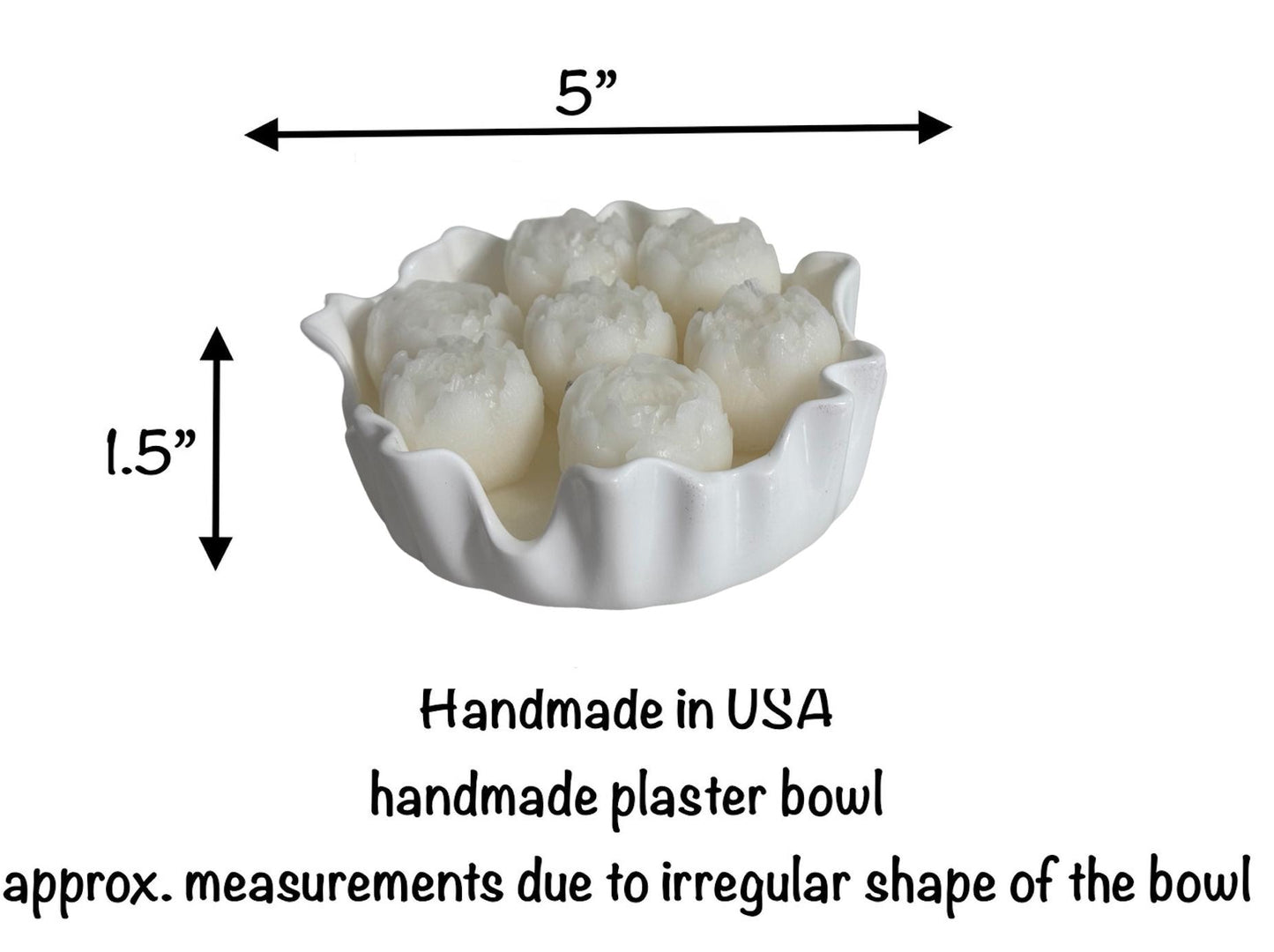 Hand Poured Soy Candle in Plaster Bowl, Minimalist Home Decor Centerpiece