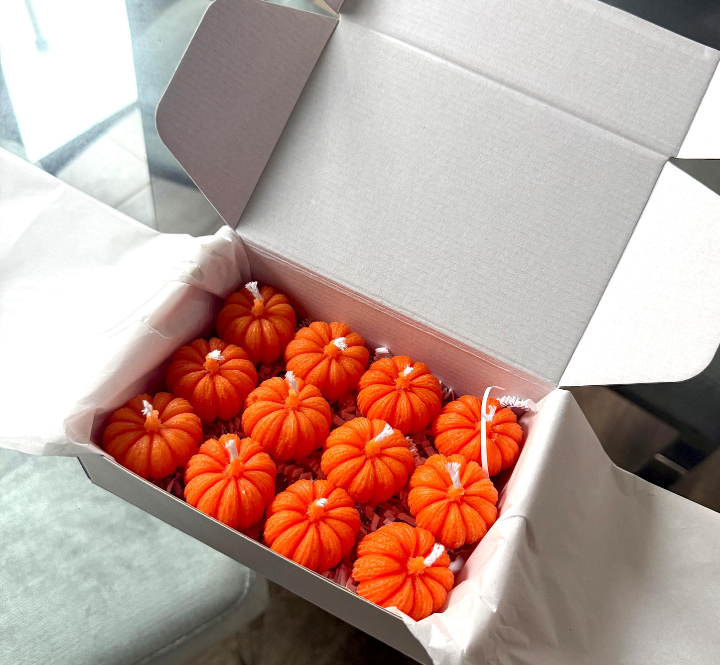 Mini Pumpkins Set of 12,  Handmade Soy Candles, Fall Home Decor,  Thanksgiving Decorations