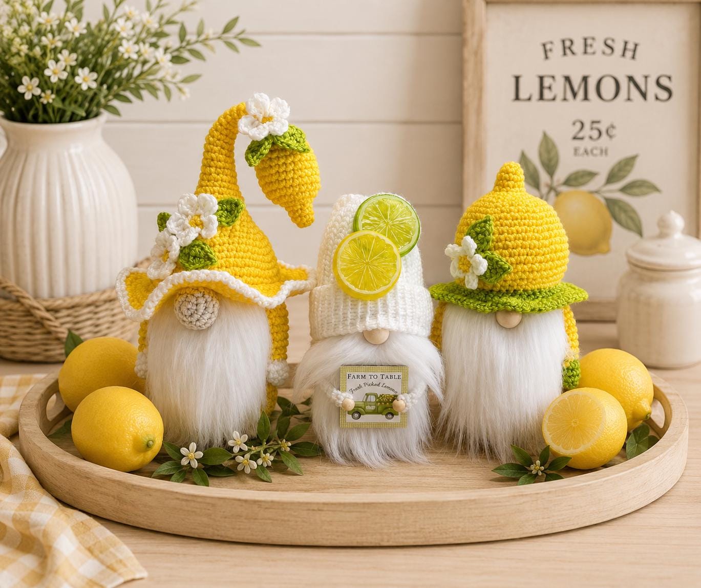 Lemons Gnome, Handmade Home Decor, Summer Decorations