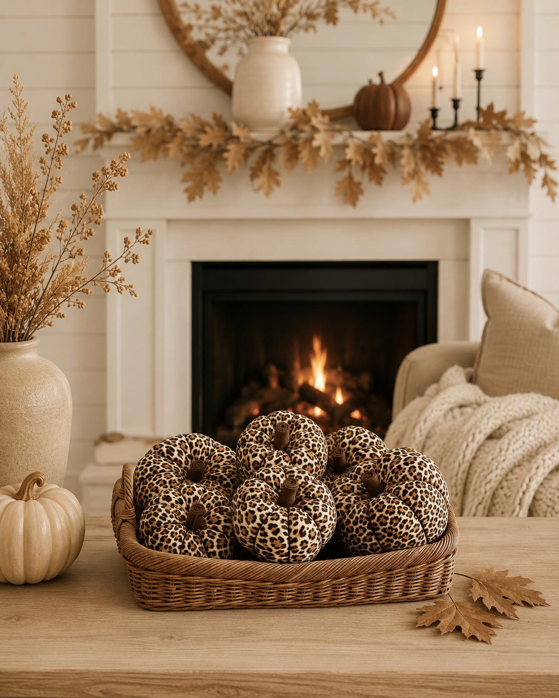 Handmade Flannel Pumpkins | Leopard Print Pumpkins | Fall Home Decor | Farmhouse Autumn Decor | Thanksgiving Pumpkin Decor