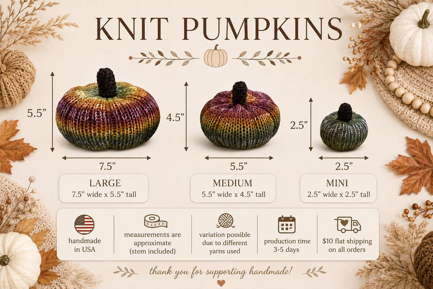 Set of 3 Knit Pumpkins, Knit Pumpkins, Fall Decor, Soft Pumpkins, Thanksgiving Deco, Harvest Decor, Halloween Decor