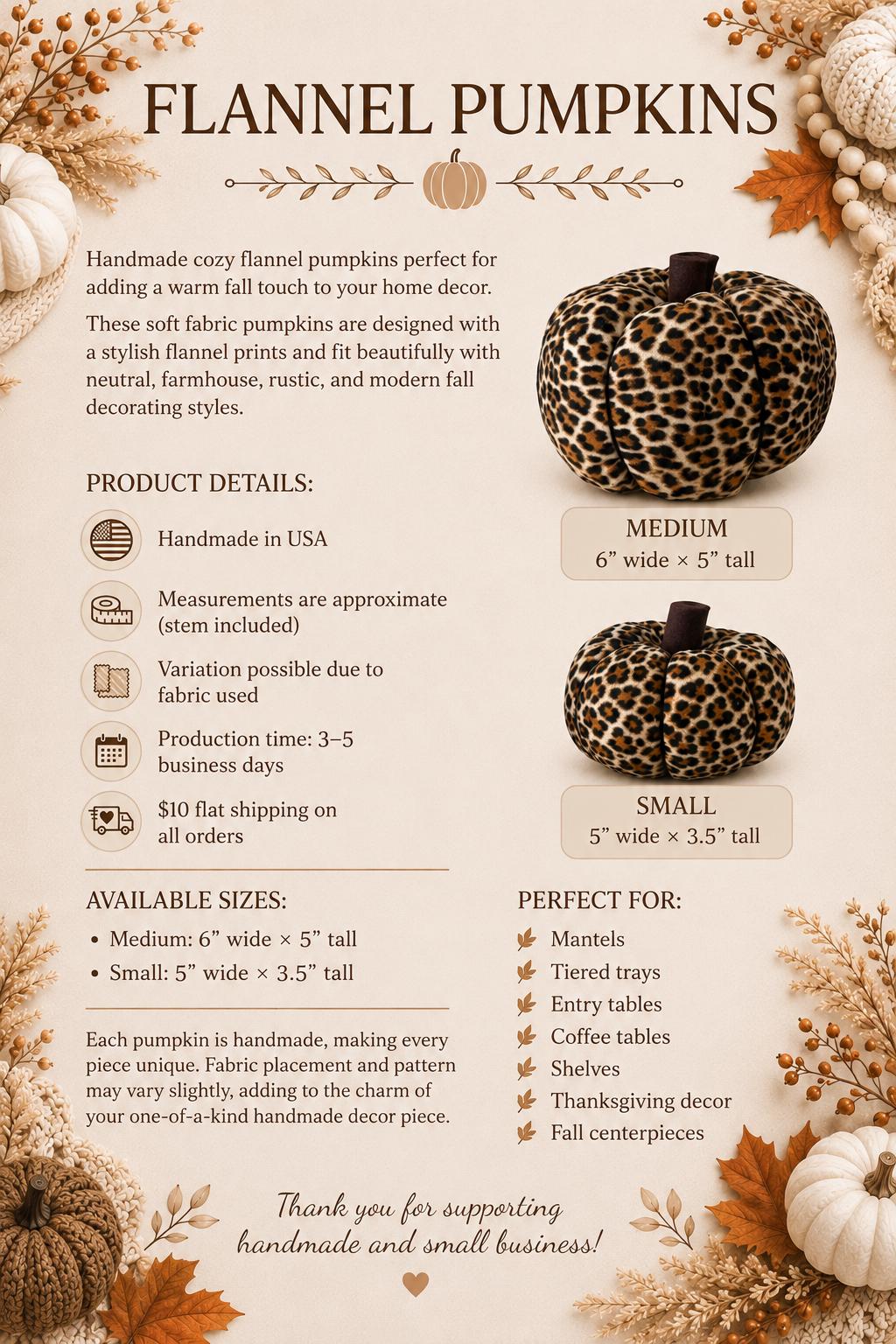 Handmade Flannel Pumpkins |  Fall Home Decor | Farmhouse Autumn Decor | Halloween Pumpkin Decor