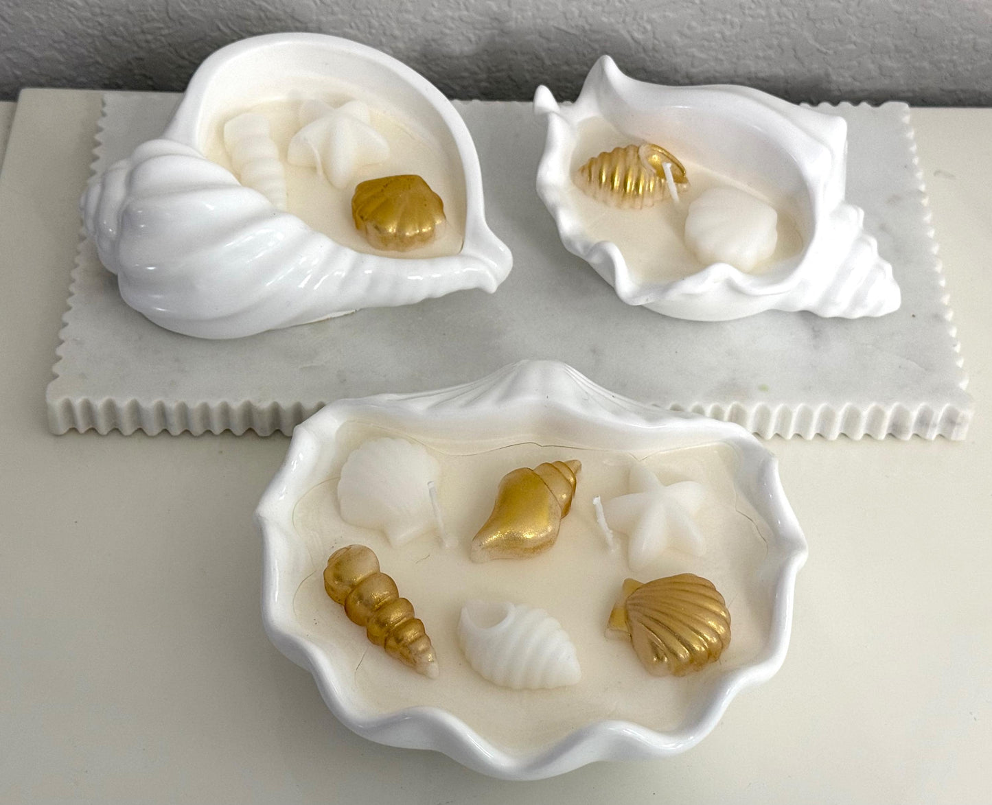 Seashells  Handmade Soy Candles, Cozy Home Decor, Beach House Decorations, Housewarming Gift, Luxury Candle