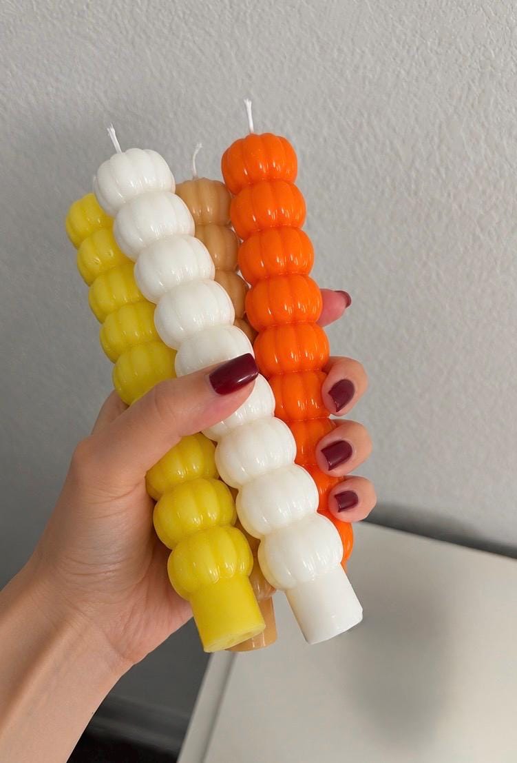 Stacked Pumpkins Taper Candles, Fall Home Decor