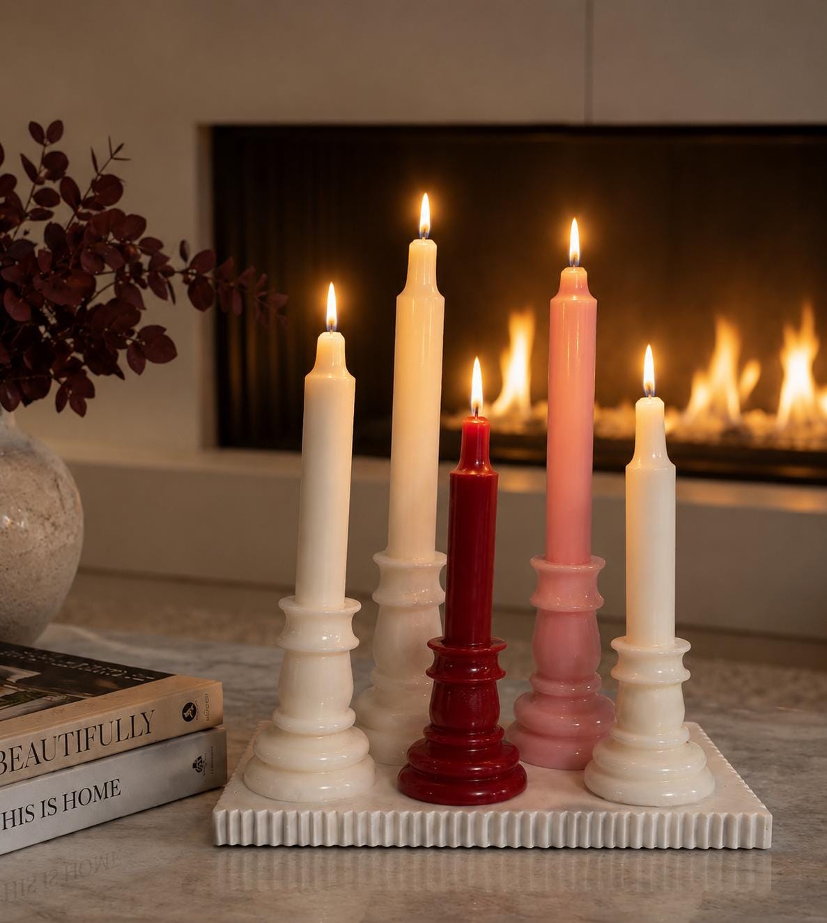 Handmade Sculptural Soy Candle, Modern Minimalist Home Decor Pillar Candle