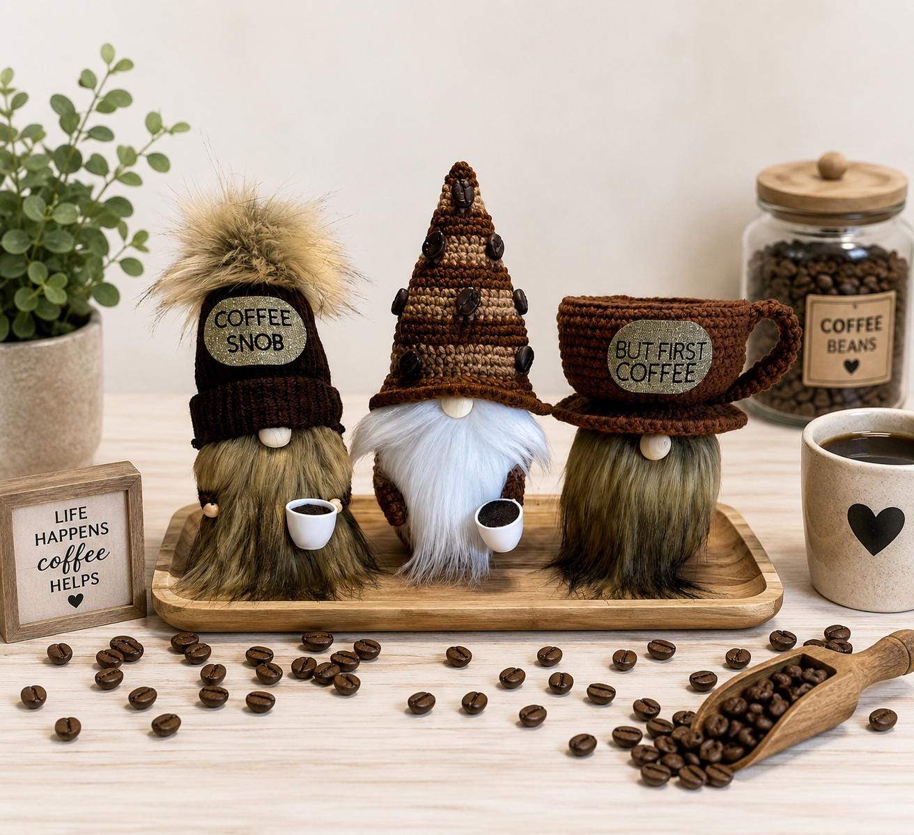Coffee Gnome, Kitchen Home Decoration , Tiered Tray Decor
