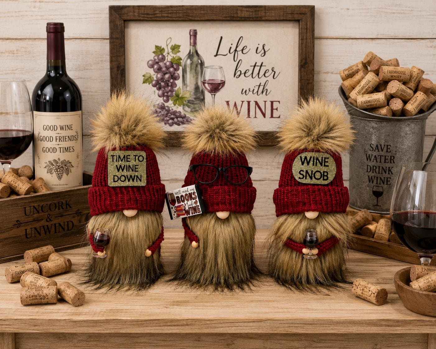 Wine Gnome-  Housewarming Gift, Bar Decorations